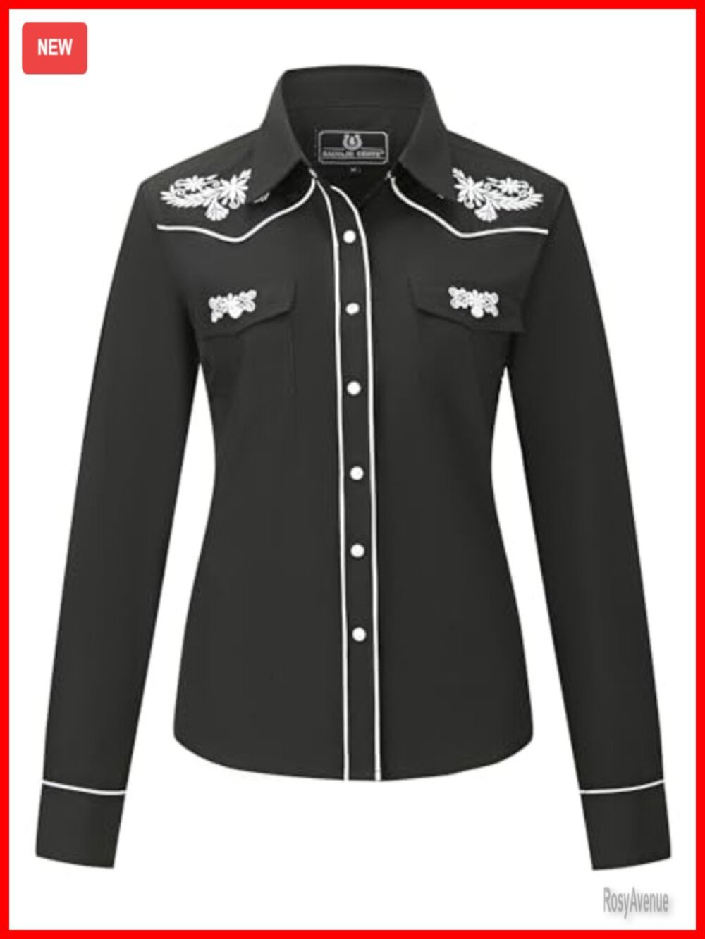 Women's Western Embroidered Snap Front Button Down Shirt Cotton Polyester